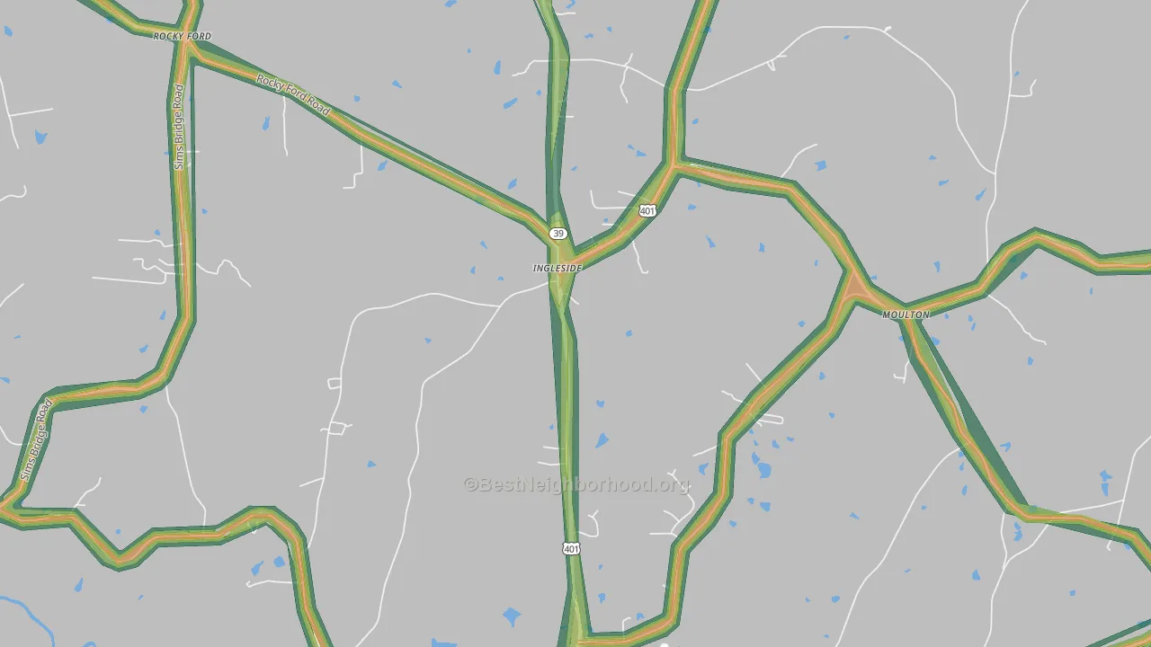 Ingleside, NC Map of Noise Levels in Ingleside