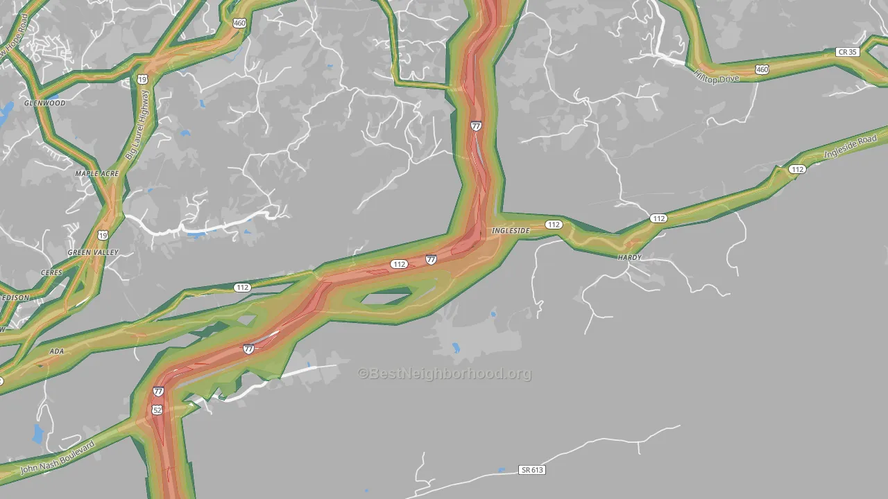 Ingleside, WV Map of Noise Levels in Ingleside
