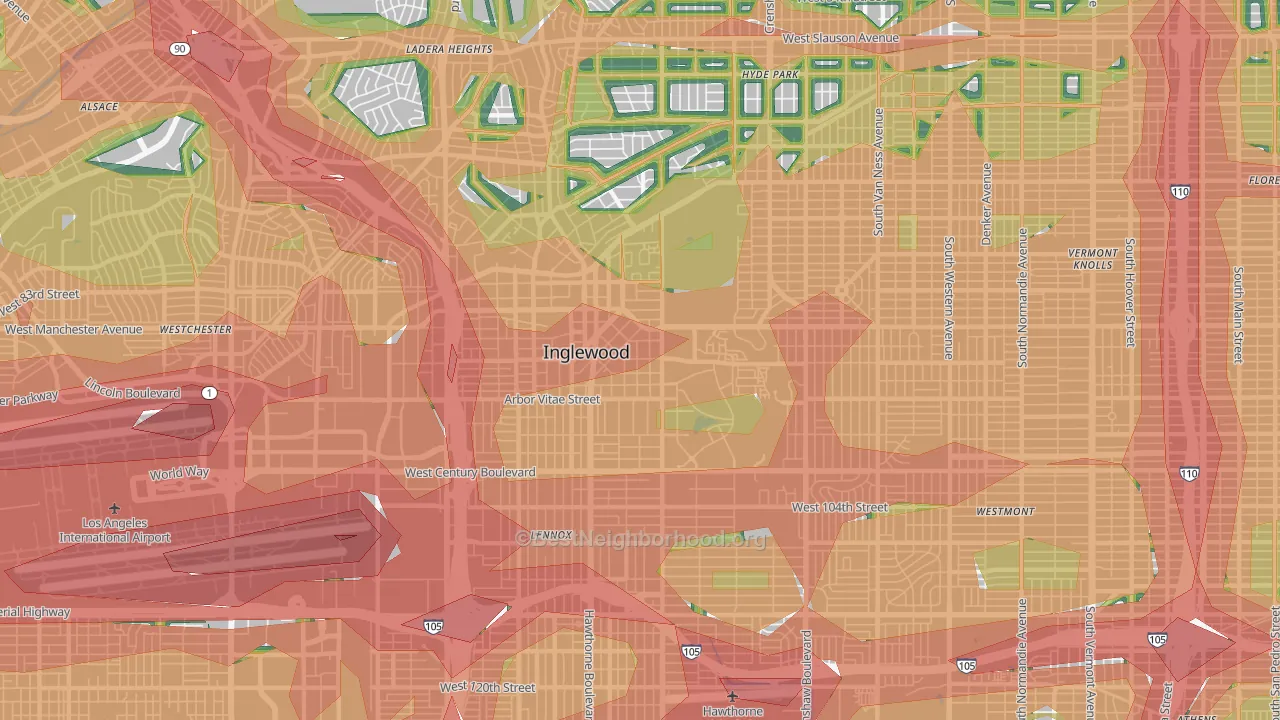 Inglewood, CA Map of Noise Levels in Inglewood