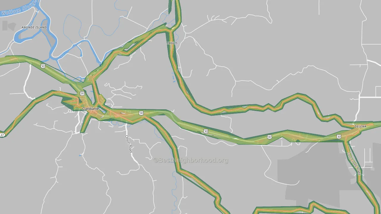 Inglis, OR Map of Noise Levels in Inglis