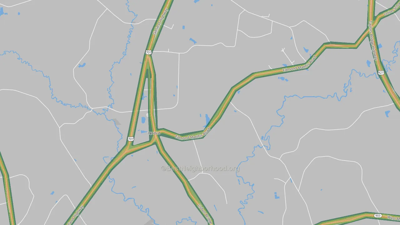 Ingold, NC Map of Noise Levels in Ingold