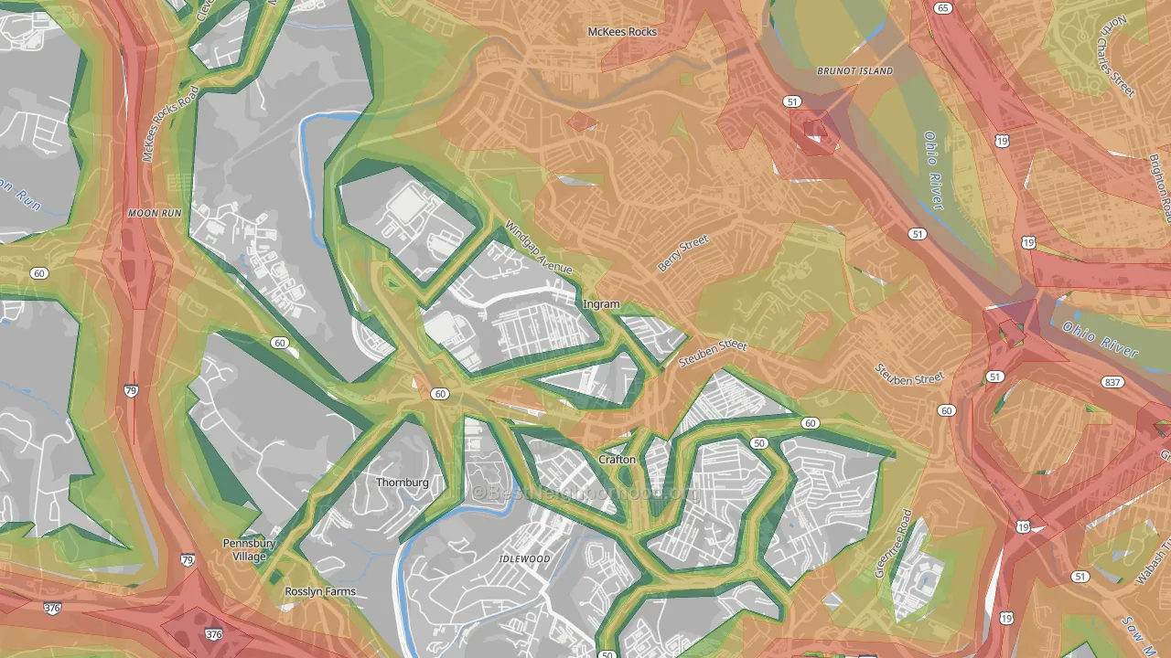 Ingram, PA Map of Noise Levels in Ingram