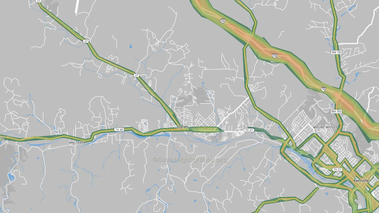 Ingram, TX Map of Noise Levels in Ingram