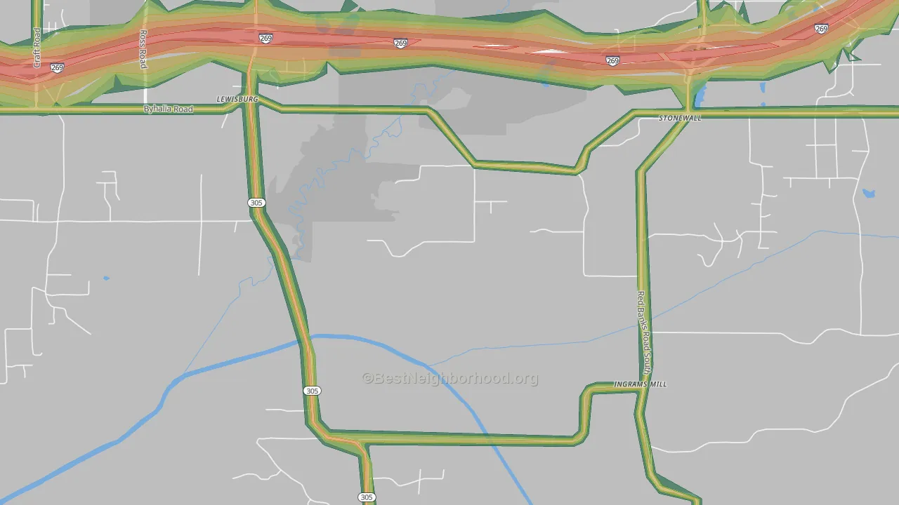 Ingrams Mill, MS Map of Noise Levels in Ingrams Mill