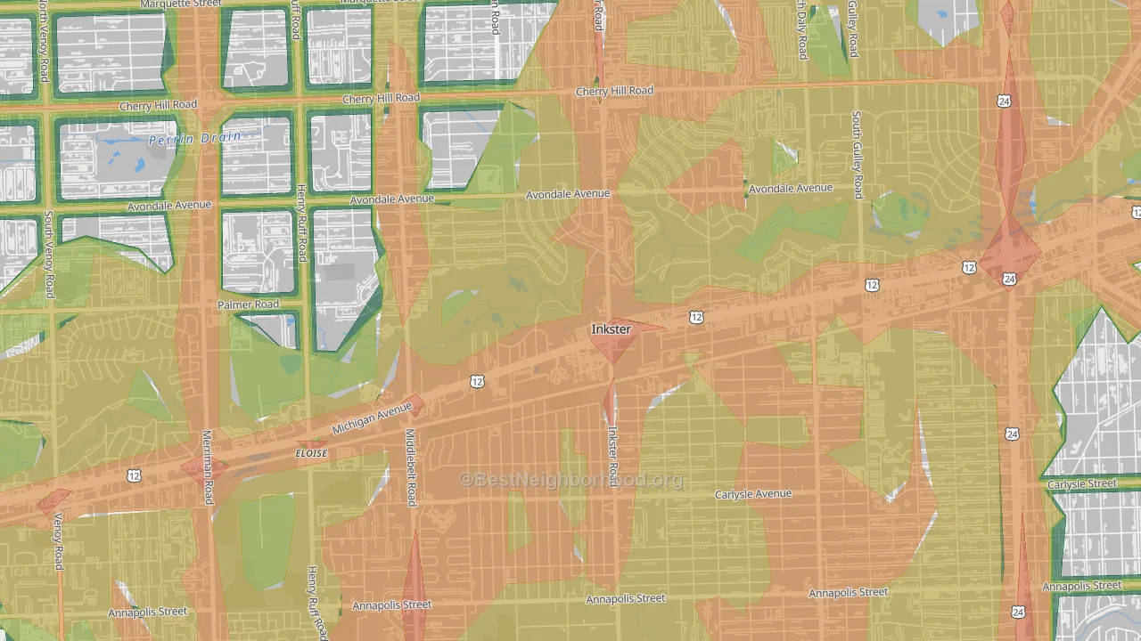 Inkster, MI Map of Noise Levels in Inkster