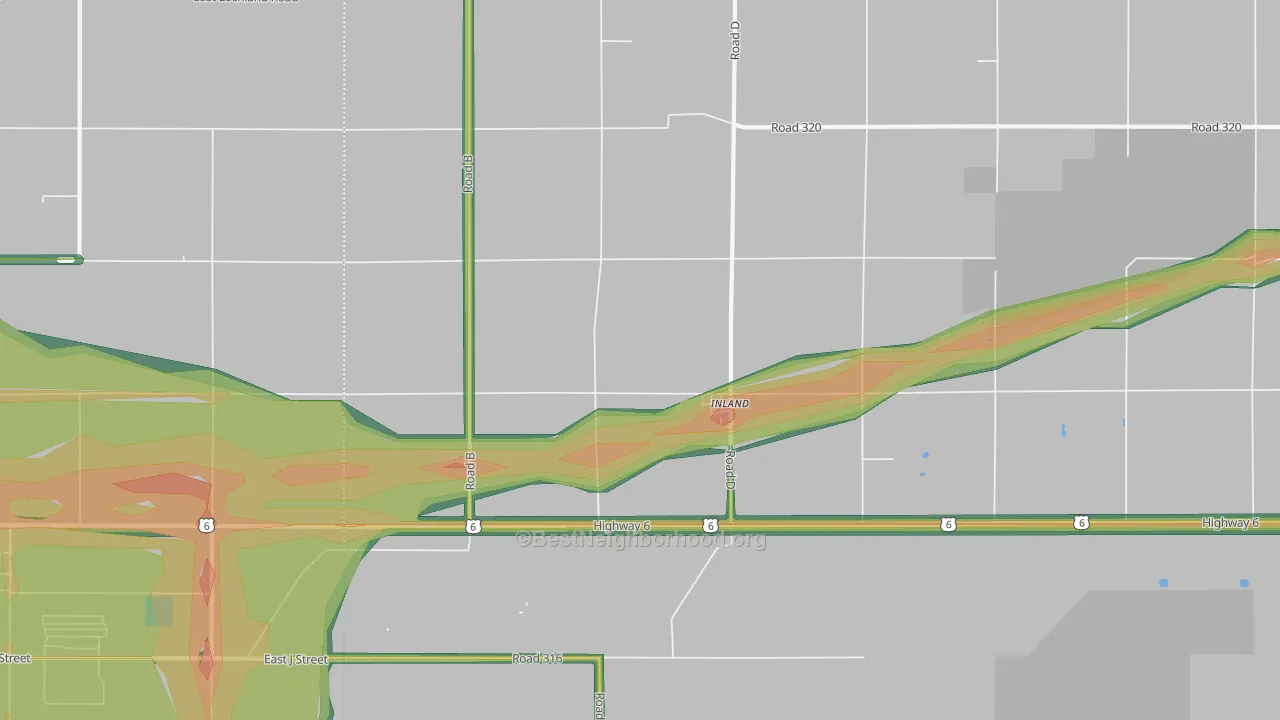 Inland, NE Map of Noise Levels in Inland