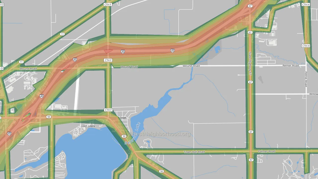 Inlet, WI Map of Noise Levels in Inlet