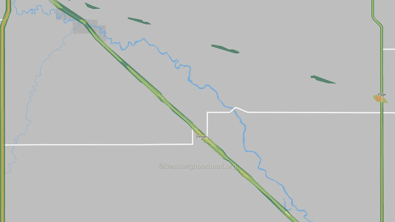 Inman, NE Map of Noise Levels in Inman