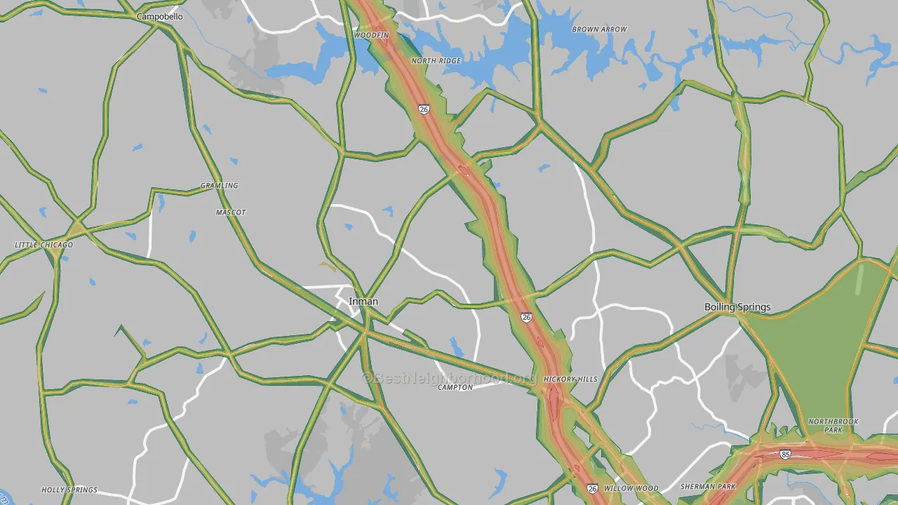 Inman, SC Map of Noise Levels in Inman