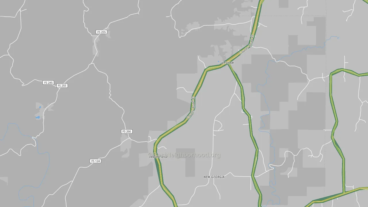Inmanfield, AL Map of Noise Levels in Inmanfield
