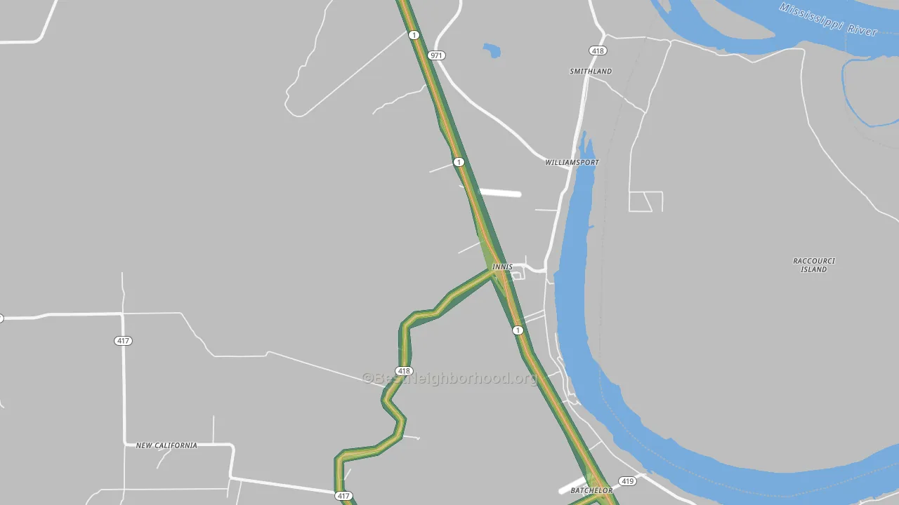 Innis, LA Map of Noise Levels in Innis