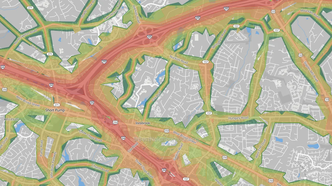 Innsbrook, VA Map of Noise Levels in Innsbrook