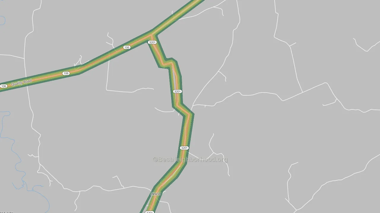 Insco, KY Map of Noise Levels in Insco