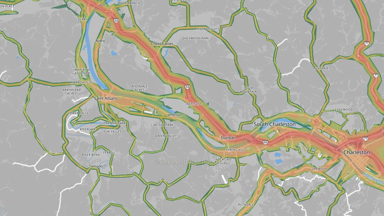 Institute, WV Map of Noise Levels in Institute