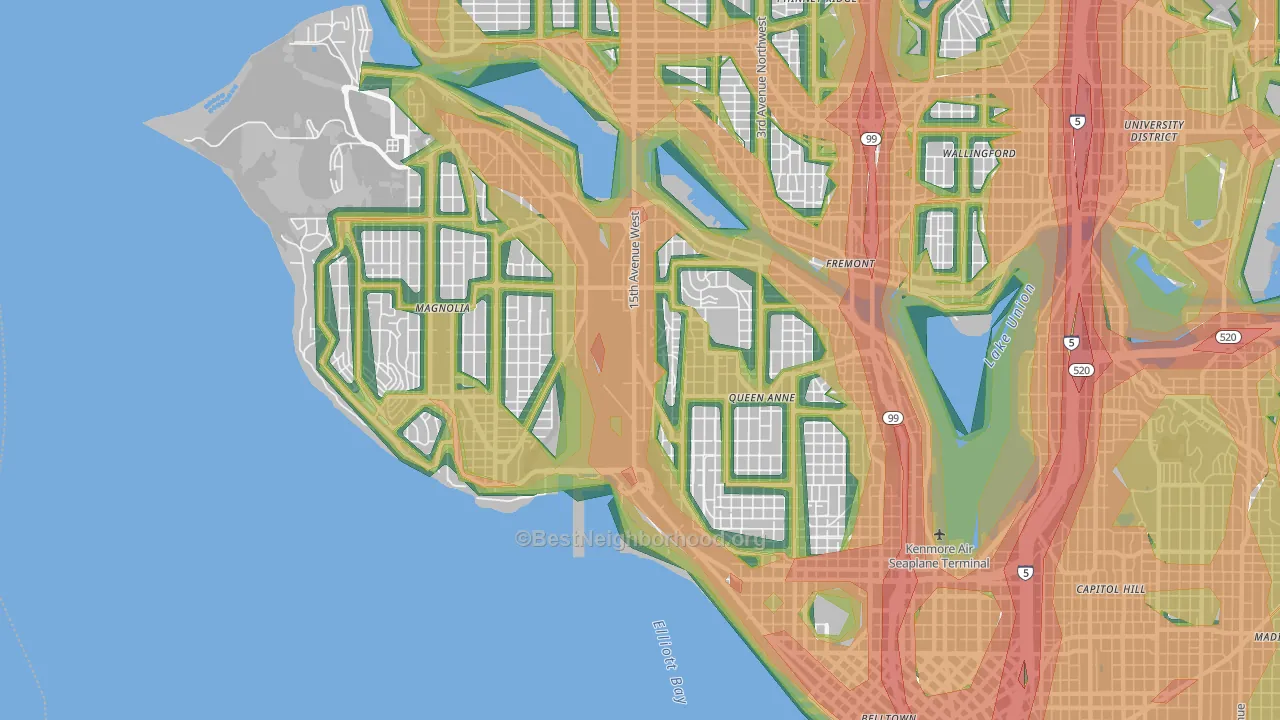 Interbay, Seattle, WA Map of Noise Levels in Interbay
