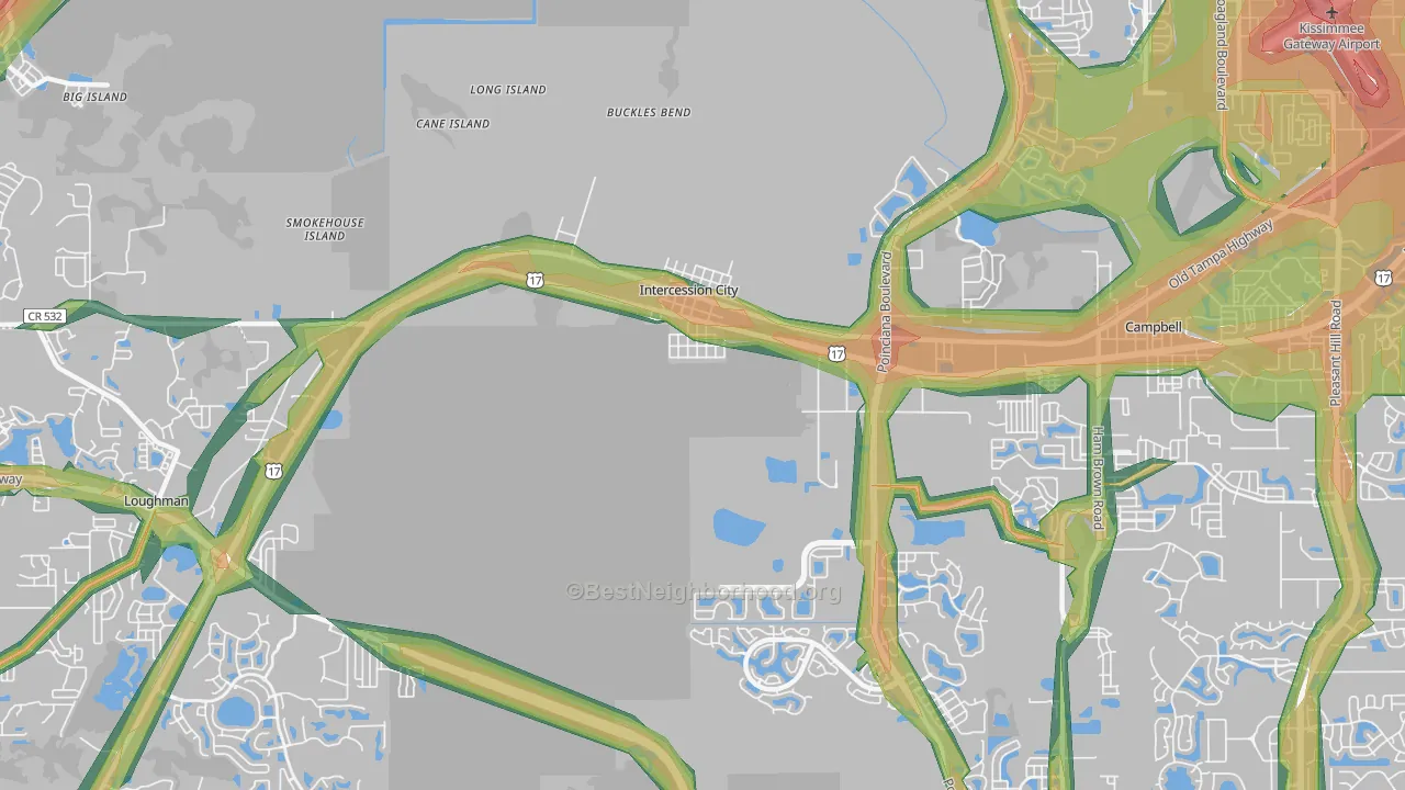 Intercession City, FL Map of Noise Levels in Intercession City