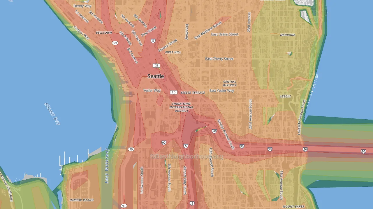 International District, Seattle, WA Map of Noise Levels in International District