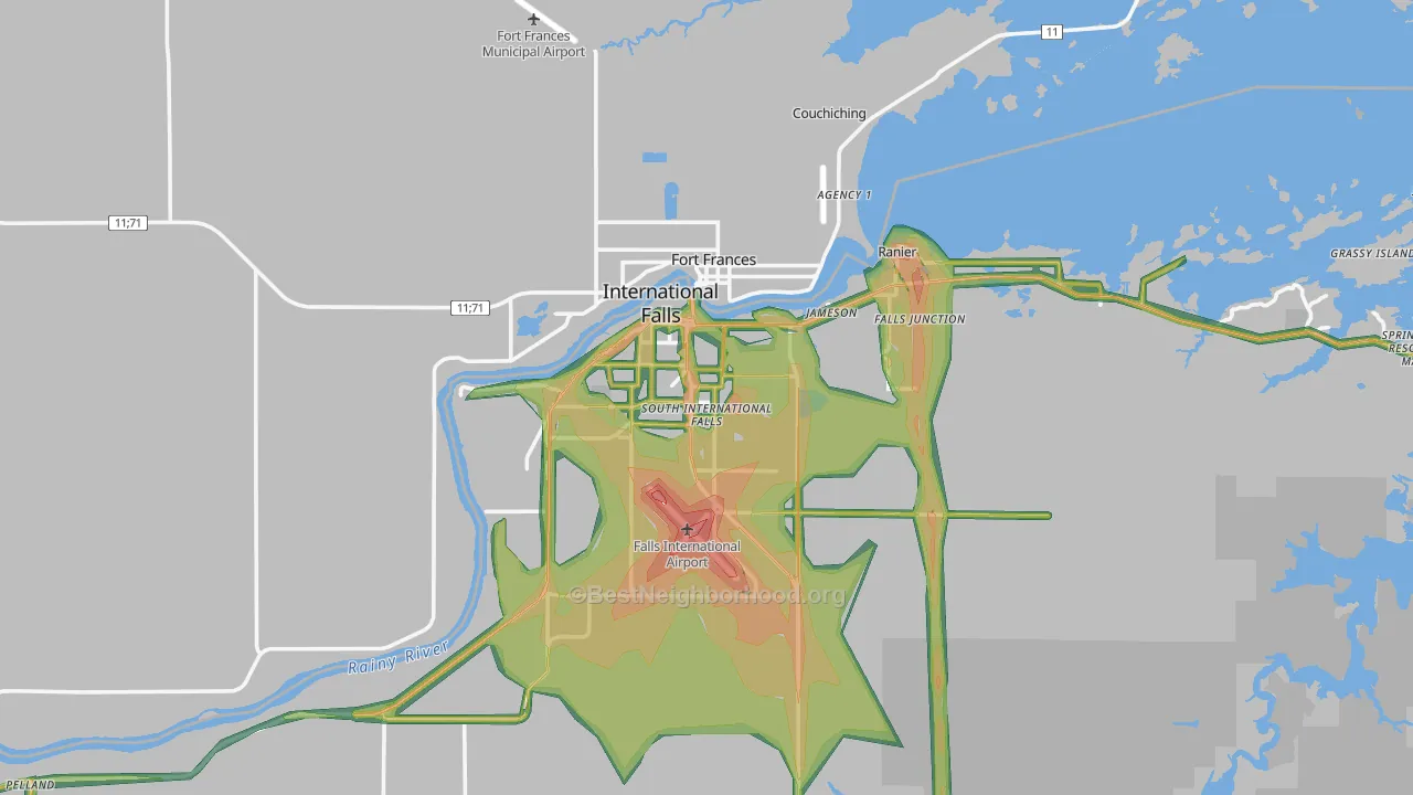 International Falls, MN Map of Noise Levels in International Falls