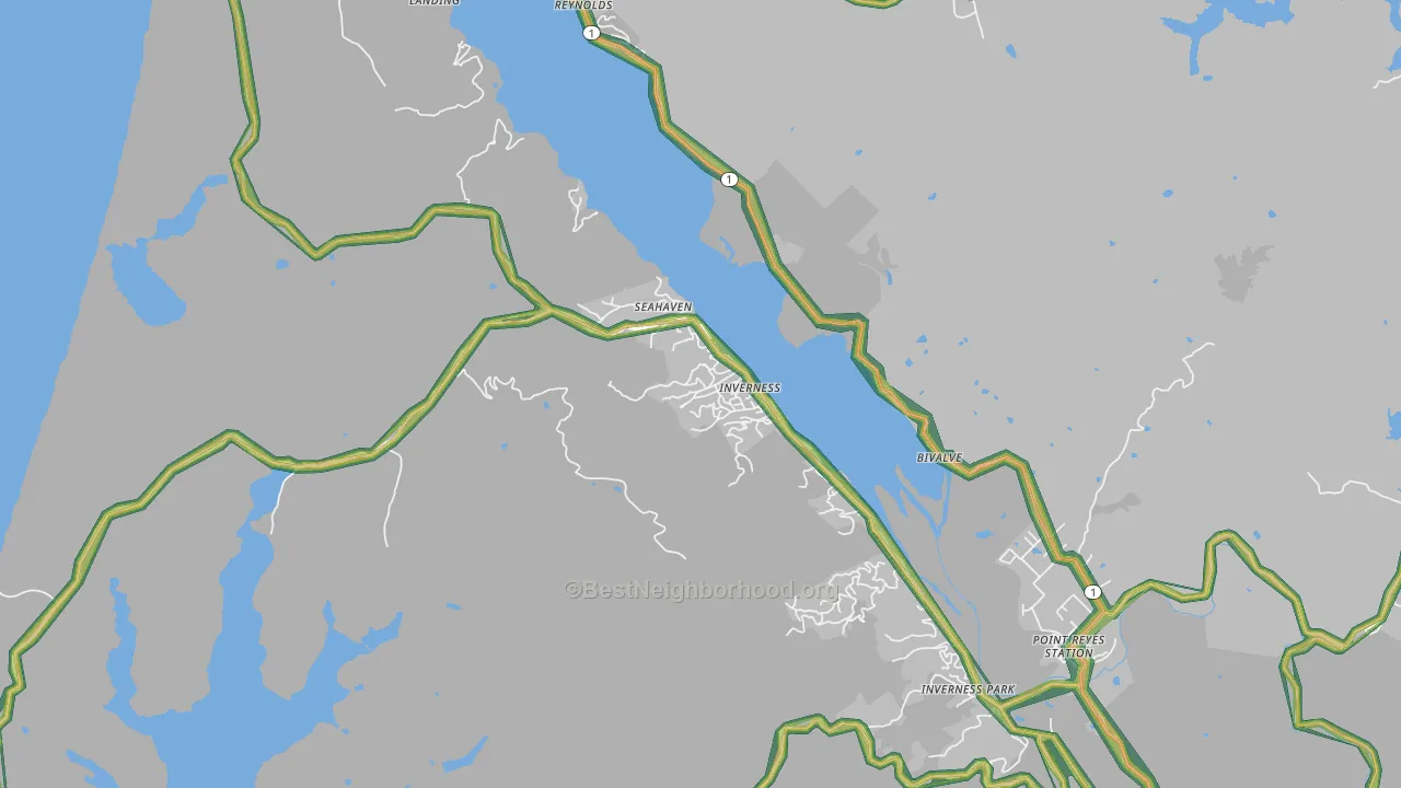Inverness, CA Map of Noise Levels in Inverness