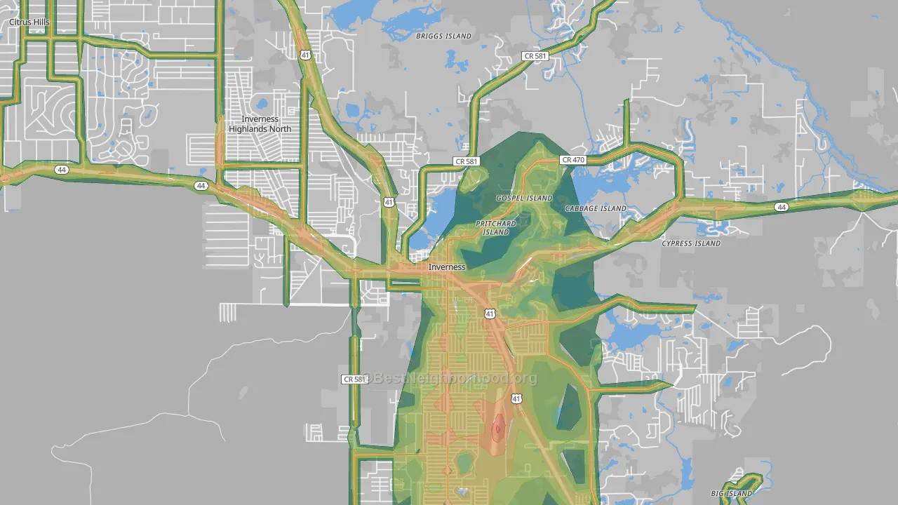 Inverness, FL Map of Noise Levels in Inverness