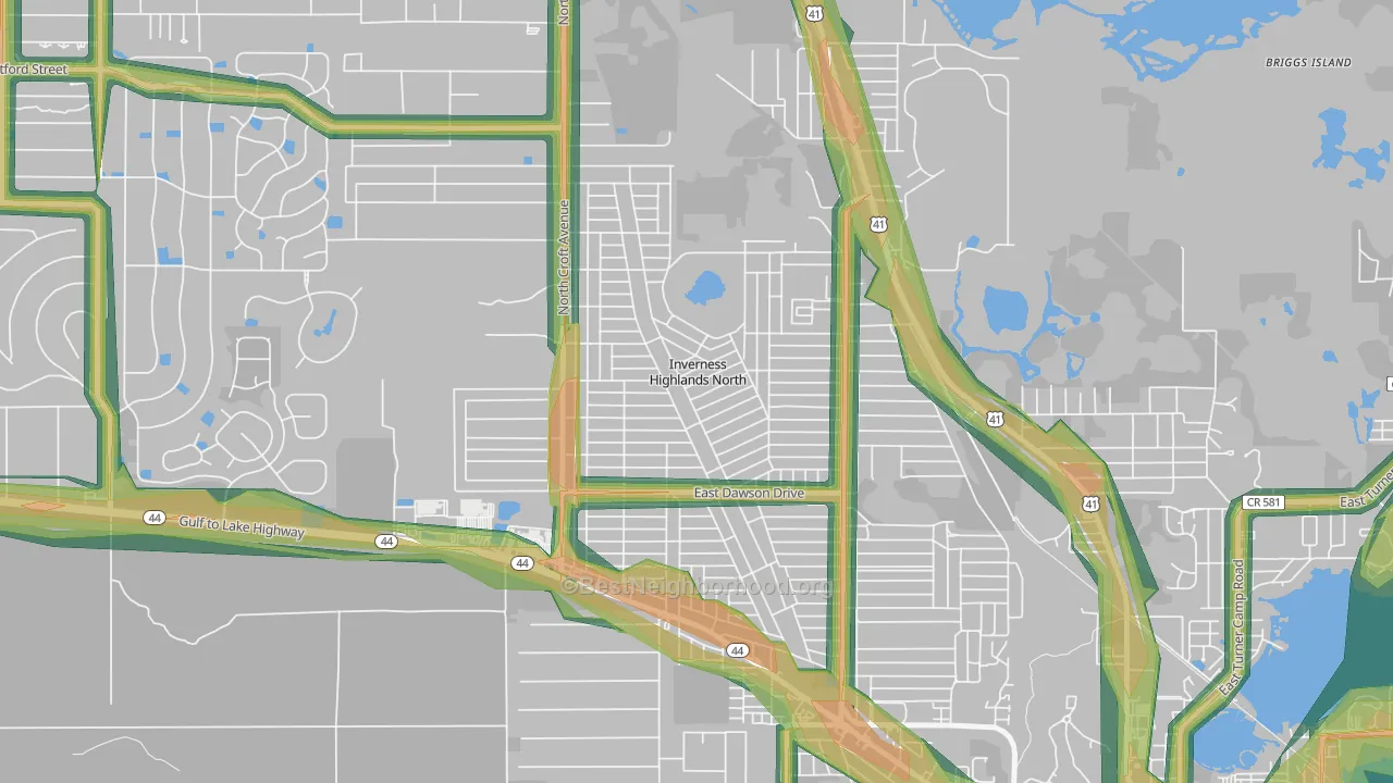 Inverness Highlands North, FL Map of Noise Levels in Inverness Highlands North