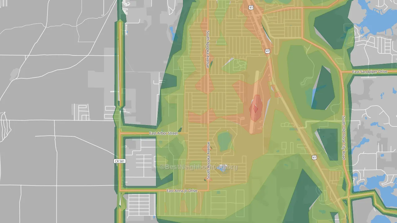 Inverness Highlands South, FL Map of Noise Levels in Inverness Highlands South