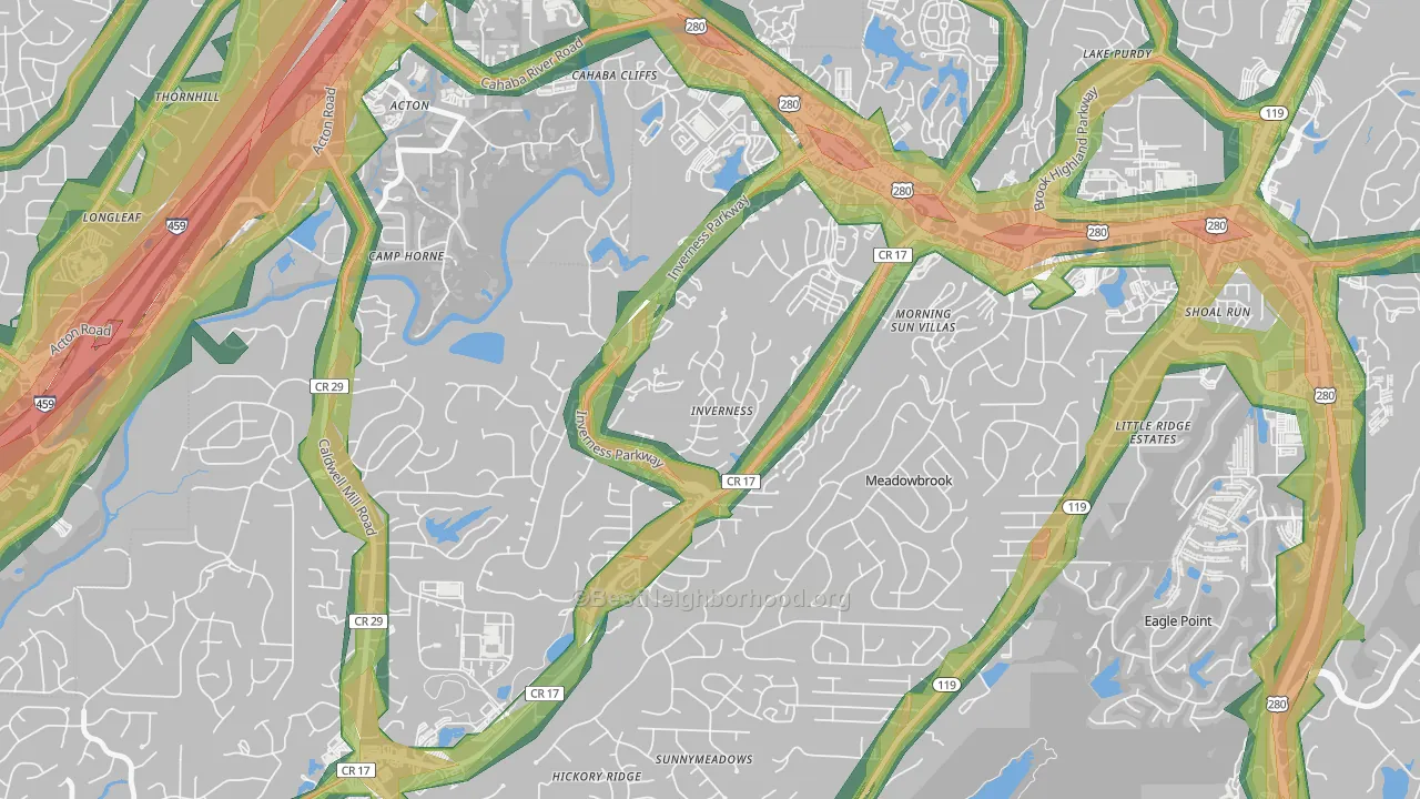 Inverness, Hoover, AL Map of Noise Levels in Inverness