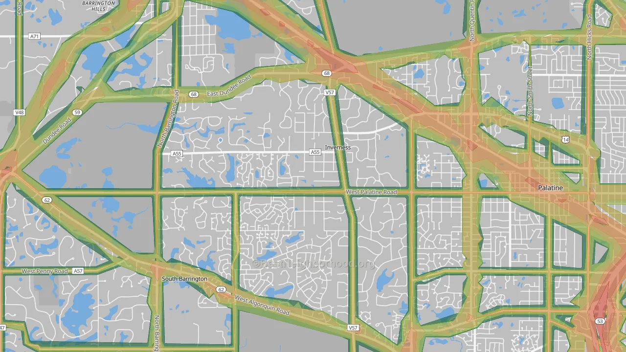 Inverness, IL Map of Noise Levels in Inverness
