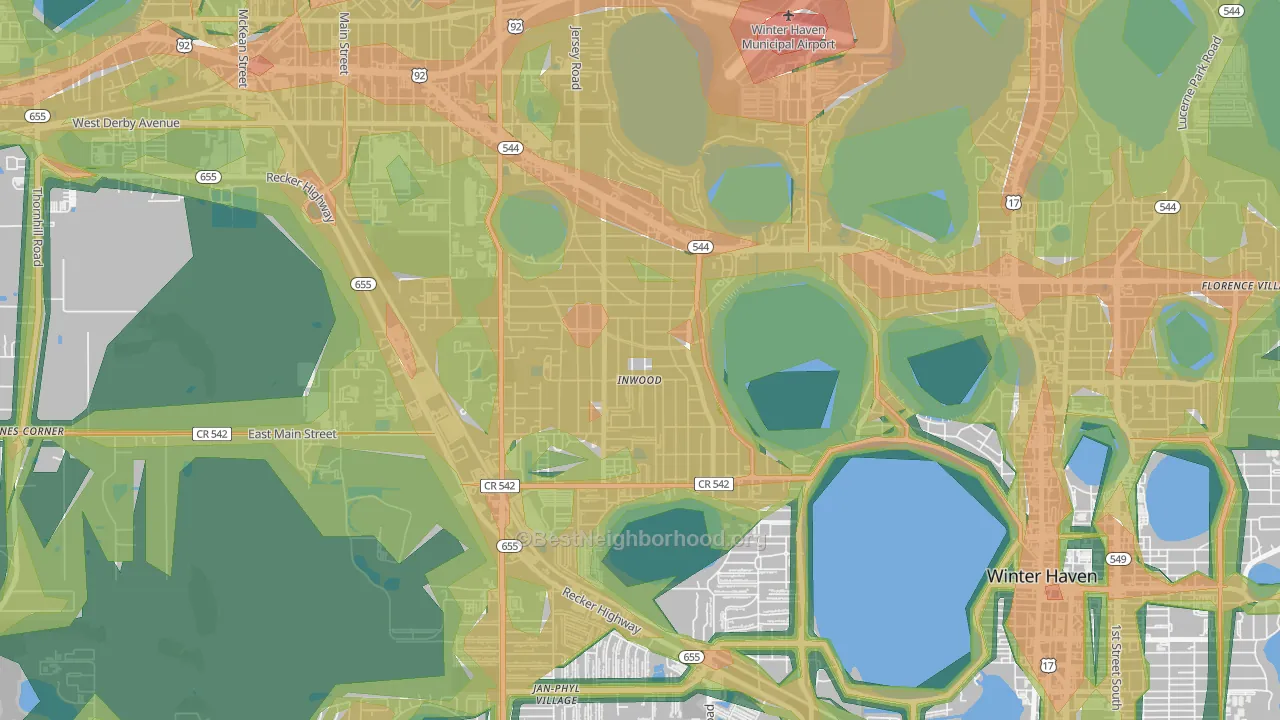 Inwood, FL Map of Noise Levels in Inwood