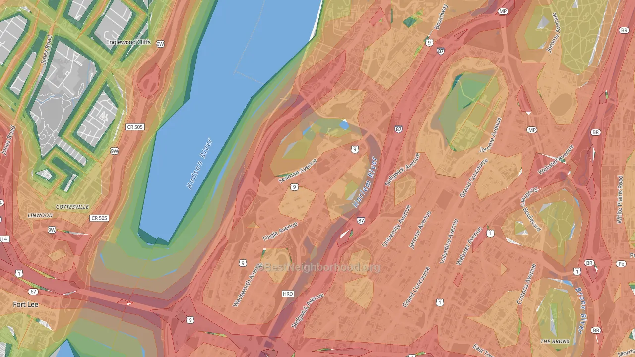 Inwood, Manhattan, NY Map of Noise Levels in Inwood
