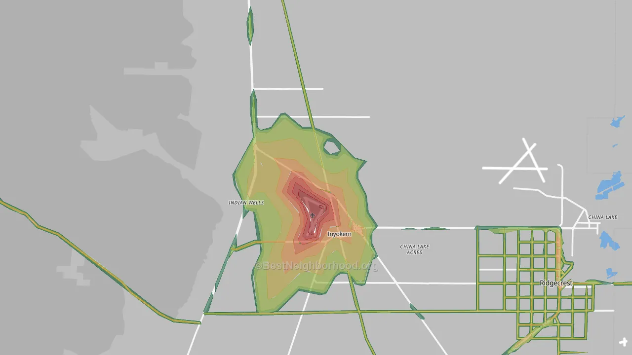 Inyokern, CA Map of Noise Levels in Inyokern