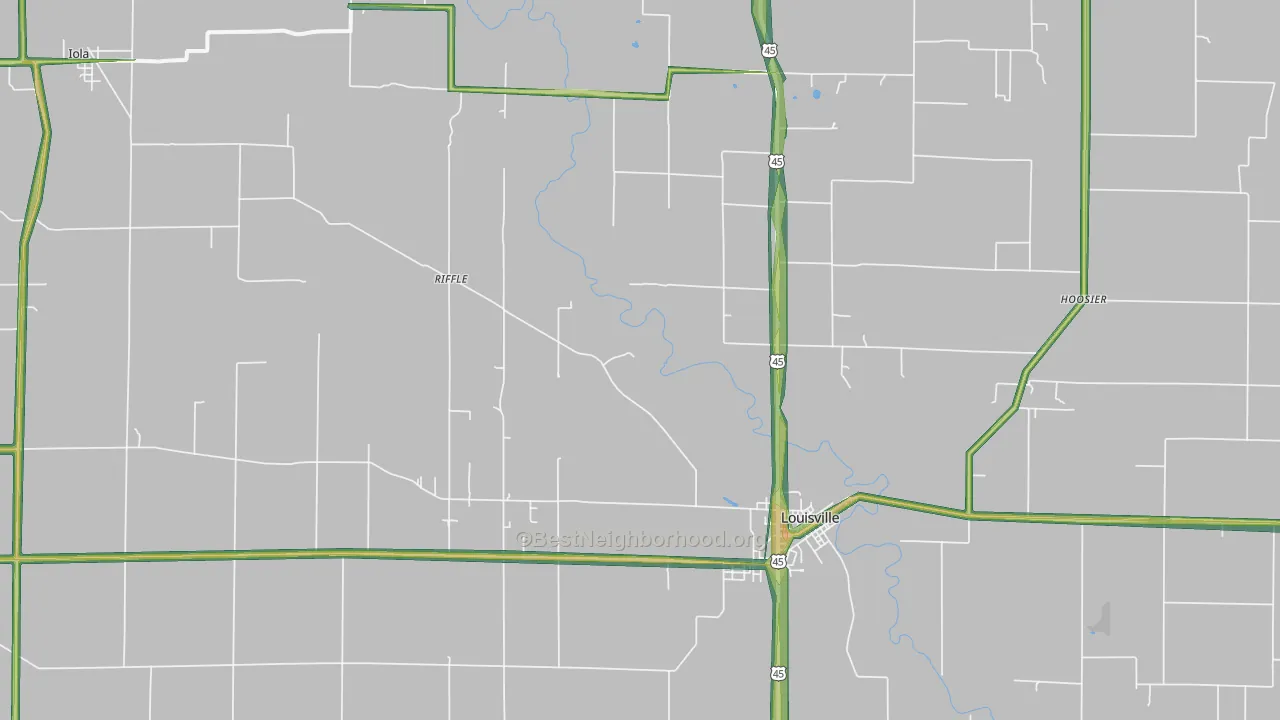 Iola, IL Map of Noise Levels in Iola