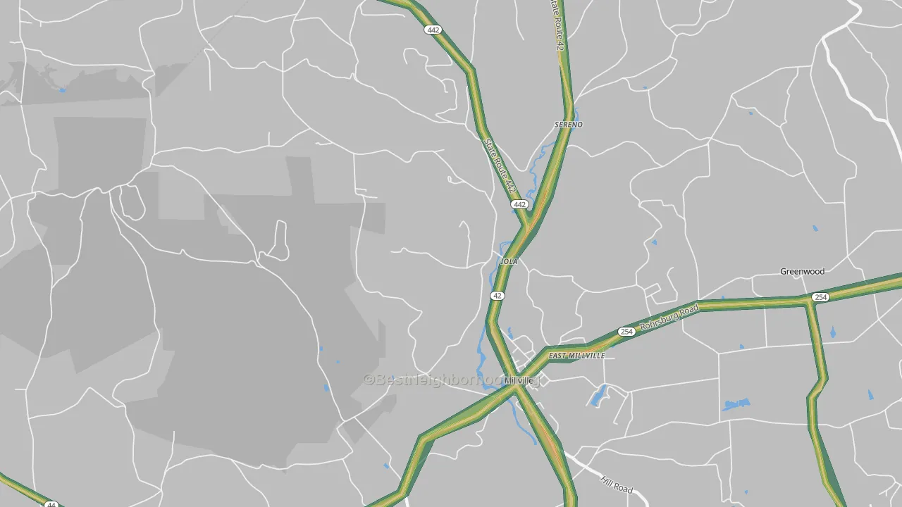 Iola, PA Map of Noise Levels in Iola