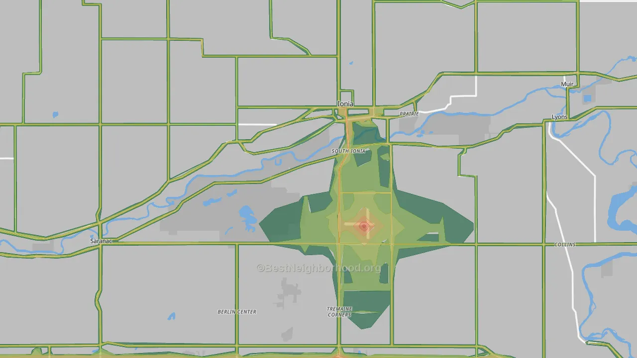 Ionia County, MI Map of Noise Levels in Ionia County