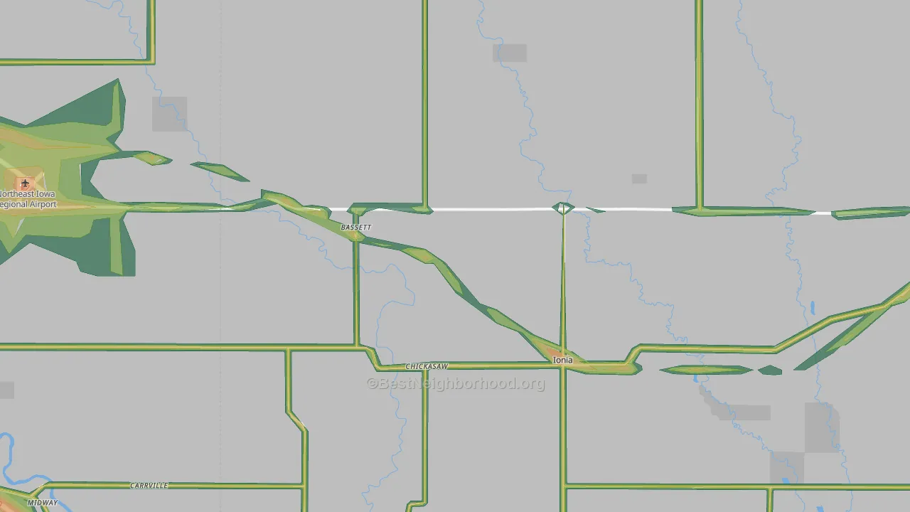 Ionia, IA Map of Noise Levels in Ionia
