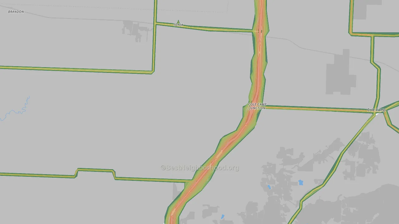 Ionia, MO Map of Noise Levels in Ionia