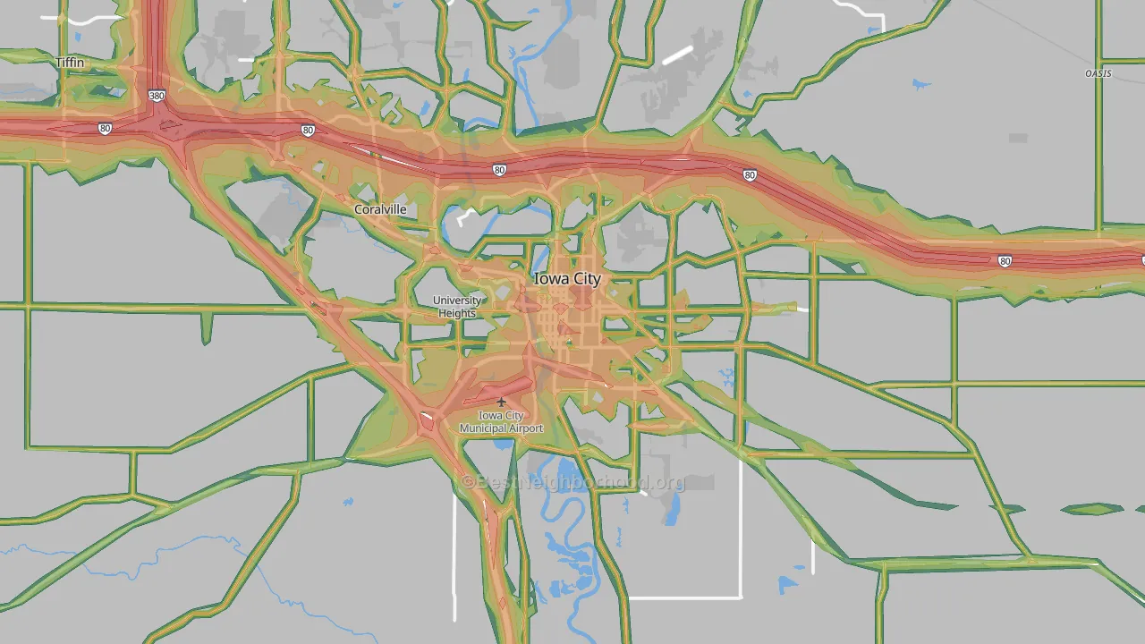 Iowa City, IA Map of Noise Levels in Iowa City