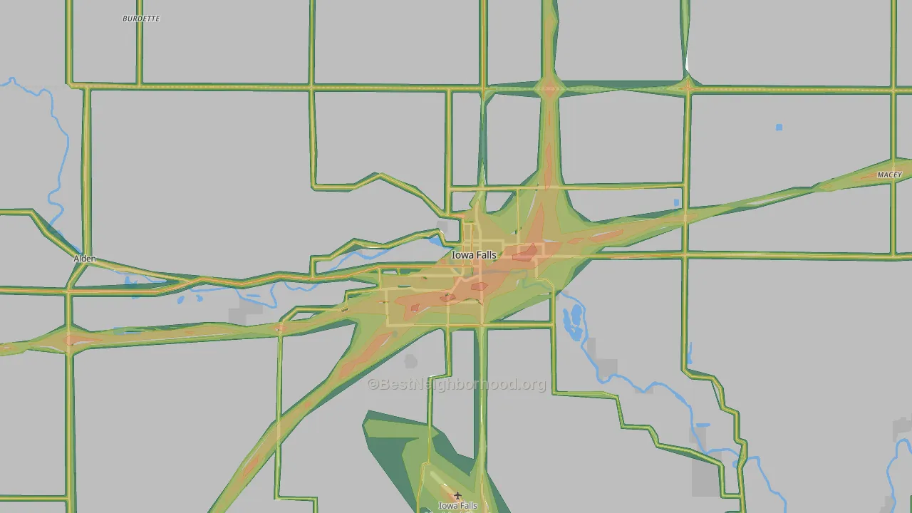 Iowa Falls, IA Map of Noise Levels in Iowa Falls