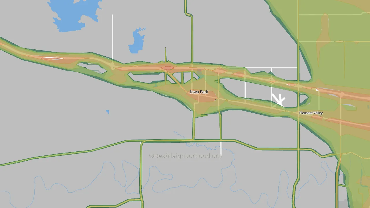 Iowa Park, TX Map of Noise Levels in Iowa Park
