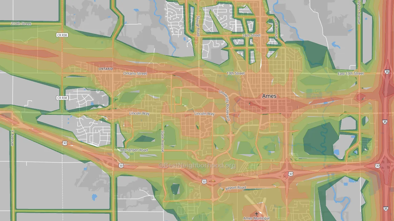Iowa State University, Ames, IA Map of Noise Levels in Iowa State University