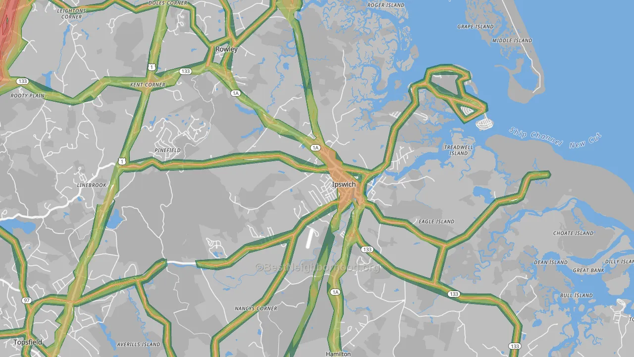 Ipswich, MA Map of Noise Levels in Ipswich