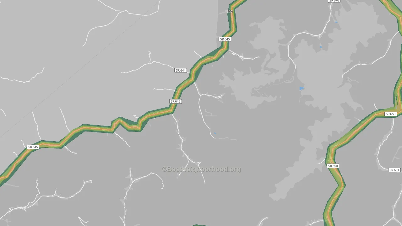 Ira, VA Map of Noise Levels in Ira