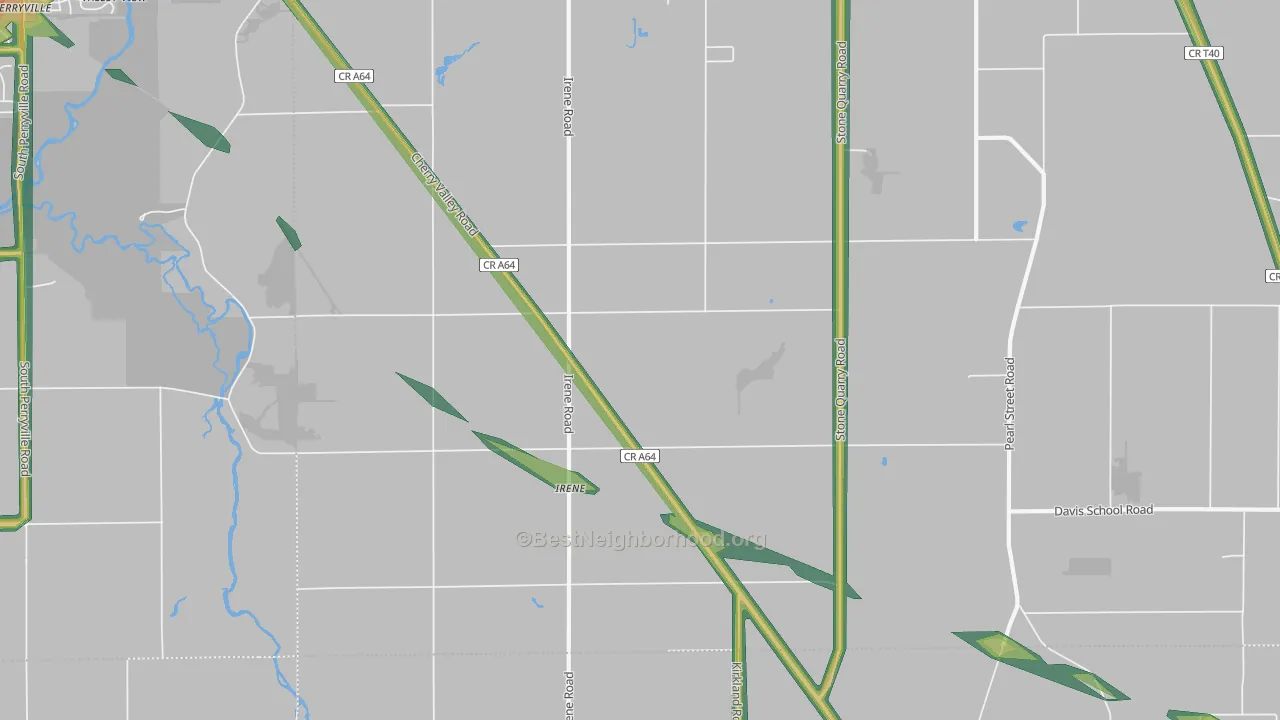 Irene, IL Map of Noise Levels in Irene