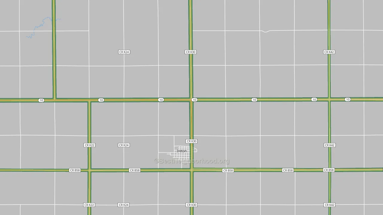 Ireton, IA Map of Noise Levels in Ireton