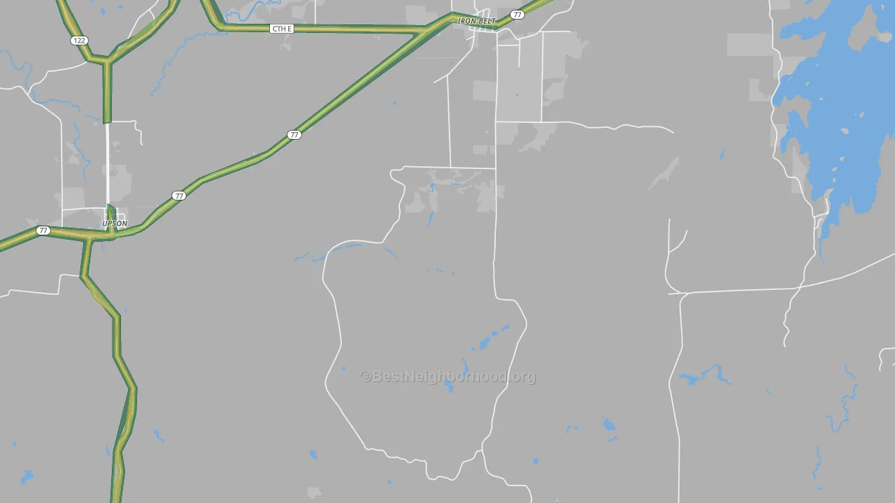 Iron Belt, WI Map of Noise Levels in Iron Belt