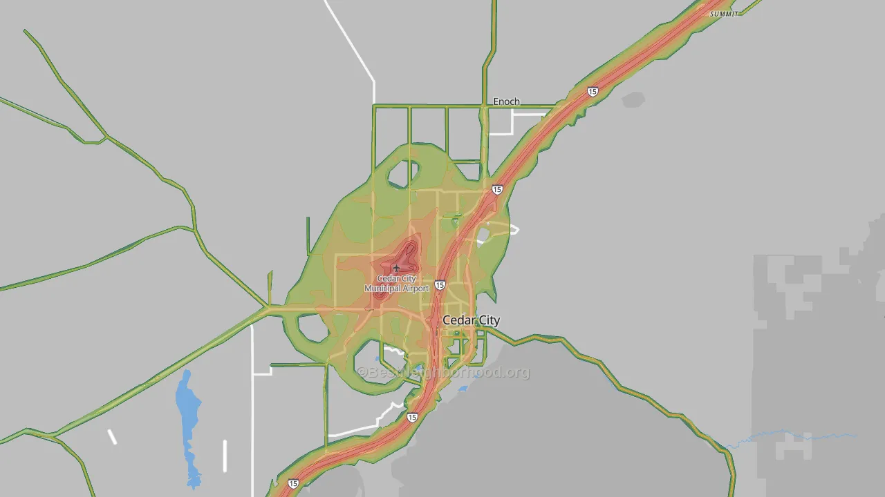 Iron County, UT Map of Noise Levels in Iron County