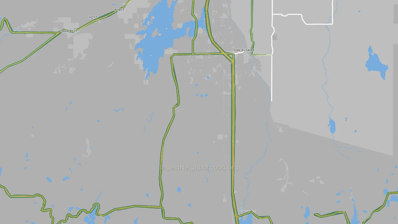 Iron County, WI Map of Noise Levels in Iron County