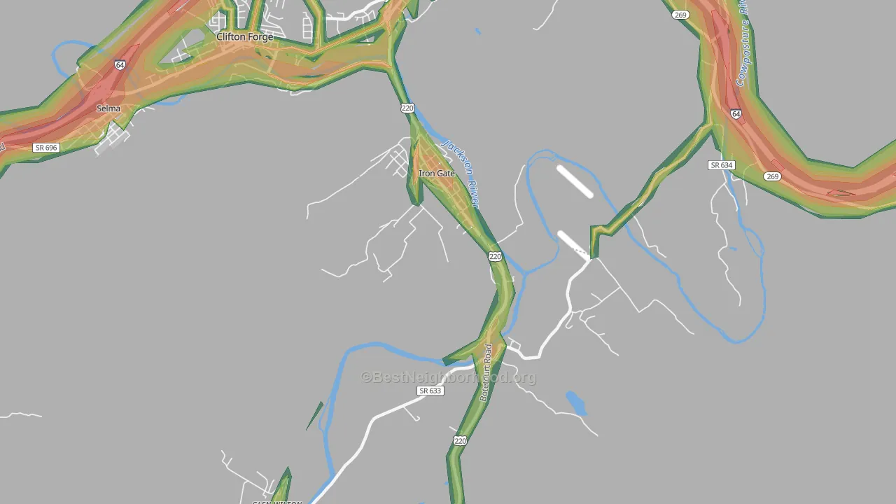 Iron Gate, VA Map of Noise Levels in Iron Gate