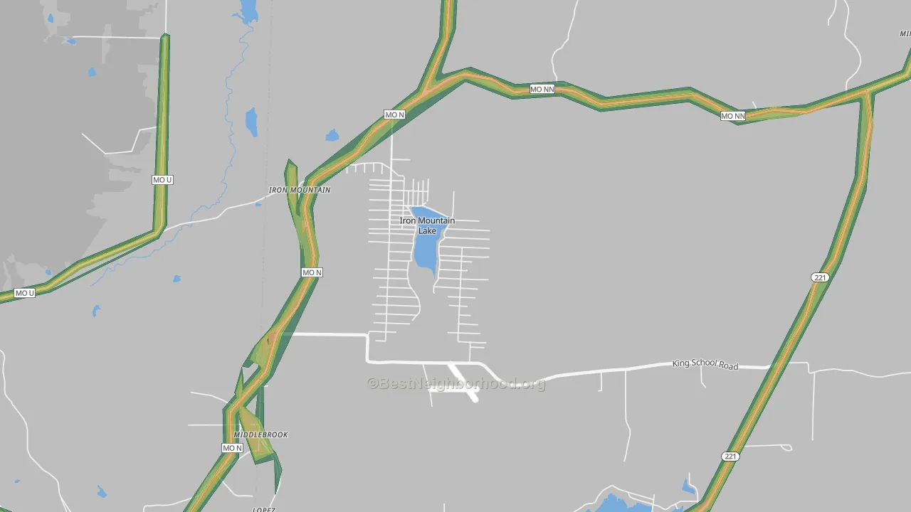 Iron Mountain Lake, MO Map of Noise Levels in Iron Mountain Lake