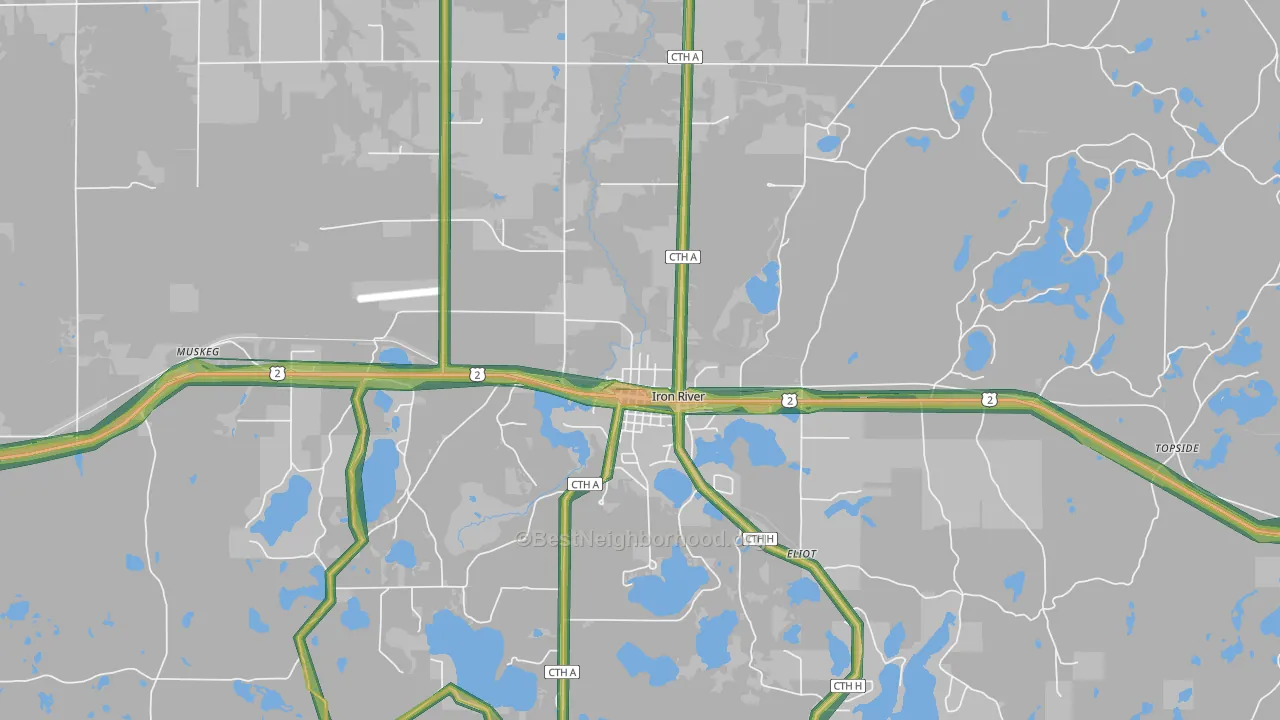 Iron River, WI Map of Noise Levels in Iron River